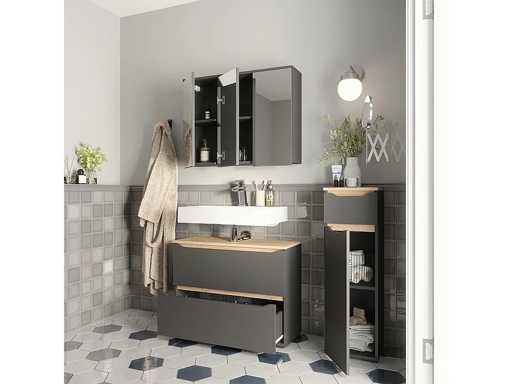 Badmöbel-Set anthrazit/artisan-eiche 80.2x20x62 ruben