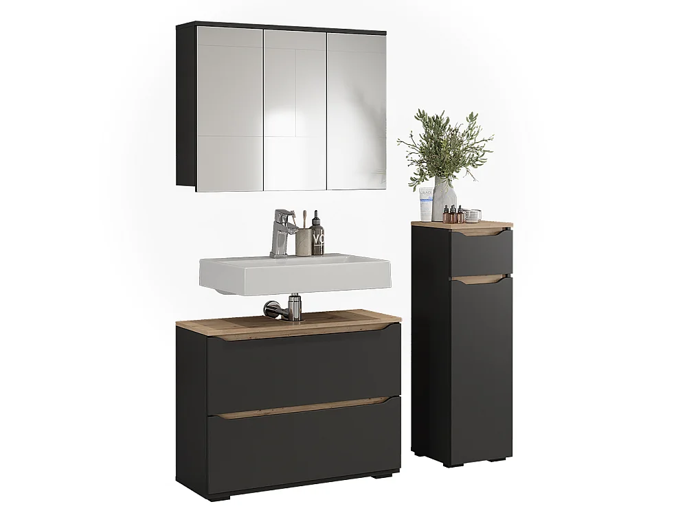 Badmöbel-Set anthrazit/artisan-eiche 80.2x20x62 ruben