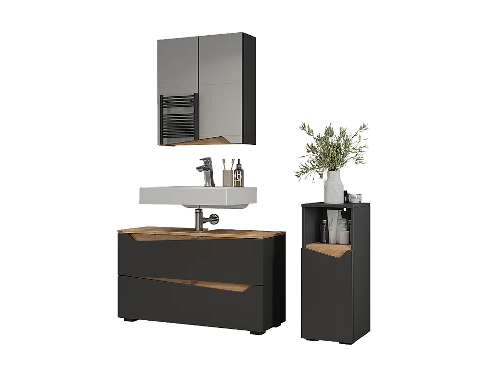 Zestaw mebli łazienkowych antracyt/dąb artisan 100x35x57.5 marelle