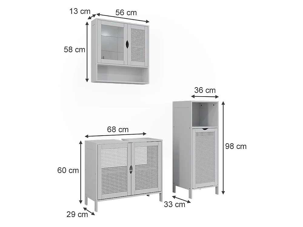 Badrumsmöbelset vit 70x29x60 liora