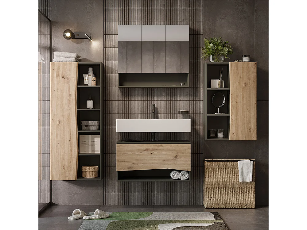 Zestaw mebli łazienkowych dąb artisan/antracyt 80x43x42.8 willow