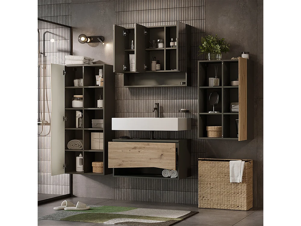 Zestaw mebli łazienkowych dąb artisan/antracyt 80x43x42.8 willow
