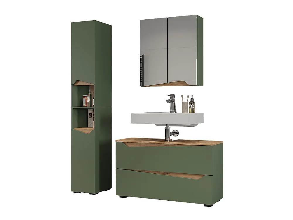 Badrumsmöbelset grön/hantverks ek 100x35x57.5 marelle