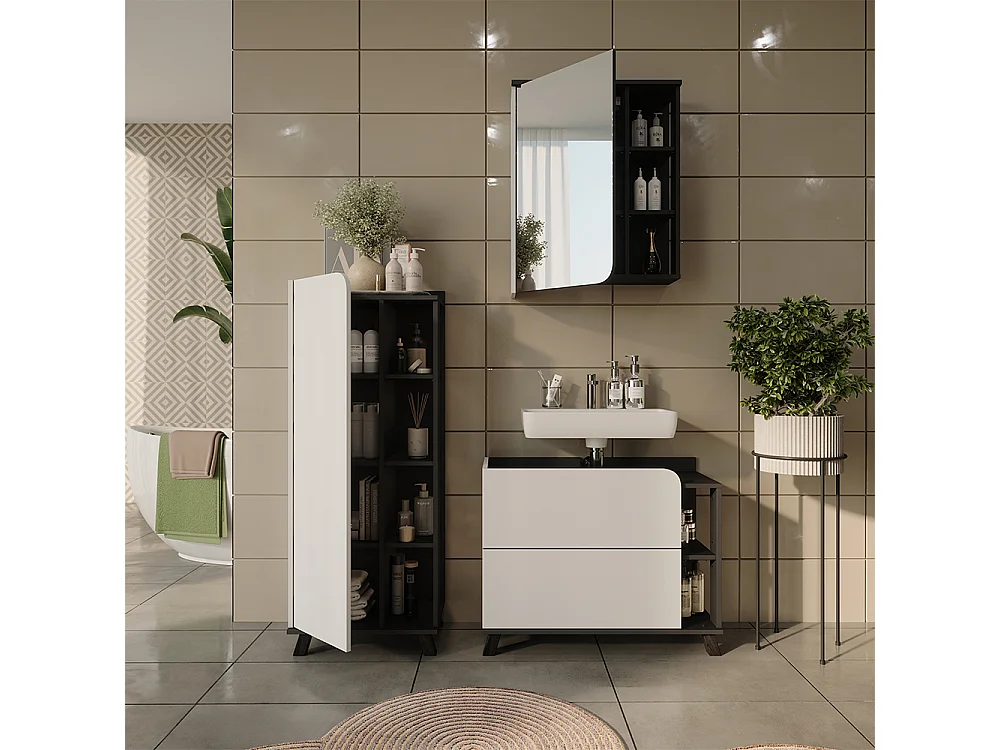 Badrumsmöbelset vit/antracit 80x35x65 karen