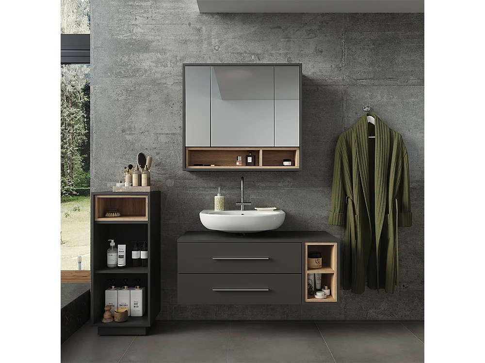 Badmöbel-Set anthrazit/sonoma 100x40x40 beatrice