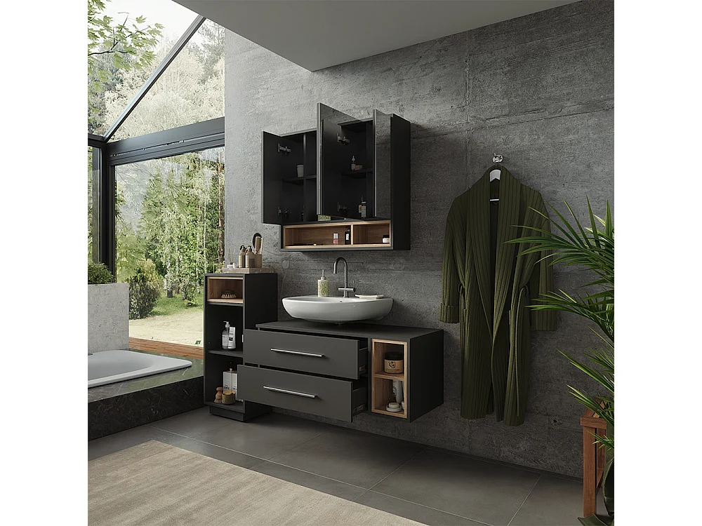Badmöbel-Set anthrazit/sonoma 100x40x40 beatrice