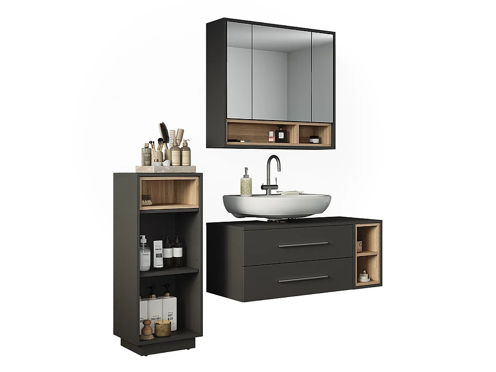 Badmöbel-Set anthrazit/sonoma 100x40x40 beatrice