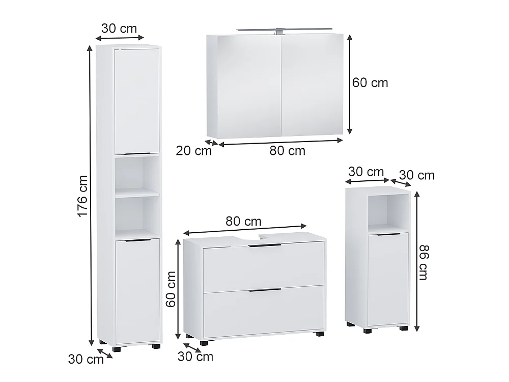 Badmöbel-Set weiß 80x30x60 alina
