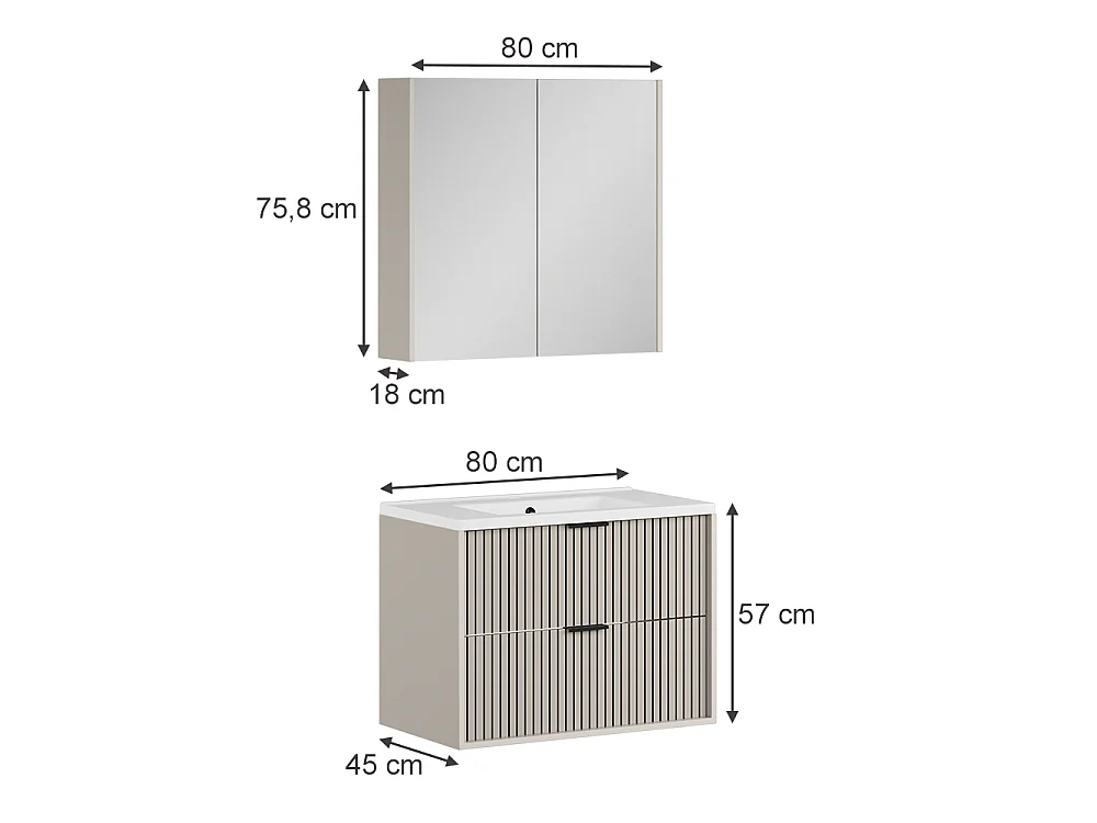 Badrumsmöbelset kaschmir 80x45x57 ruford