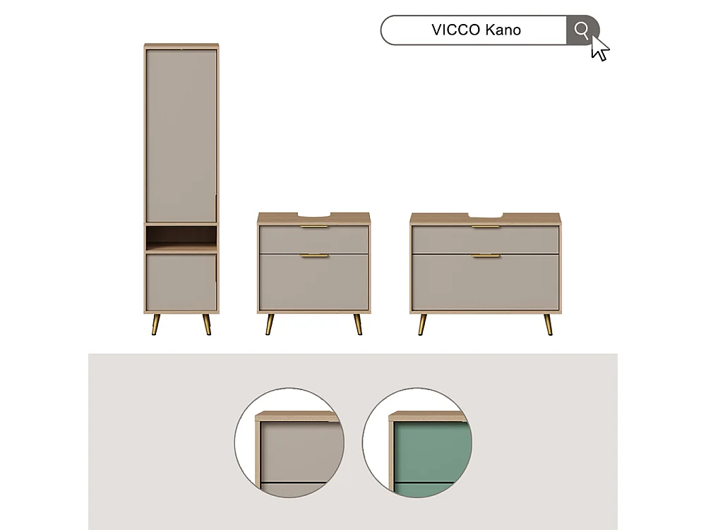 Badkamermeubelset saliegroen/eiken 60x47x60 kano