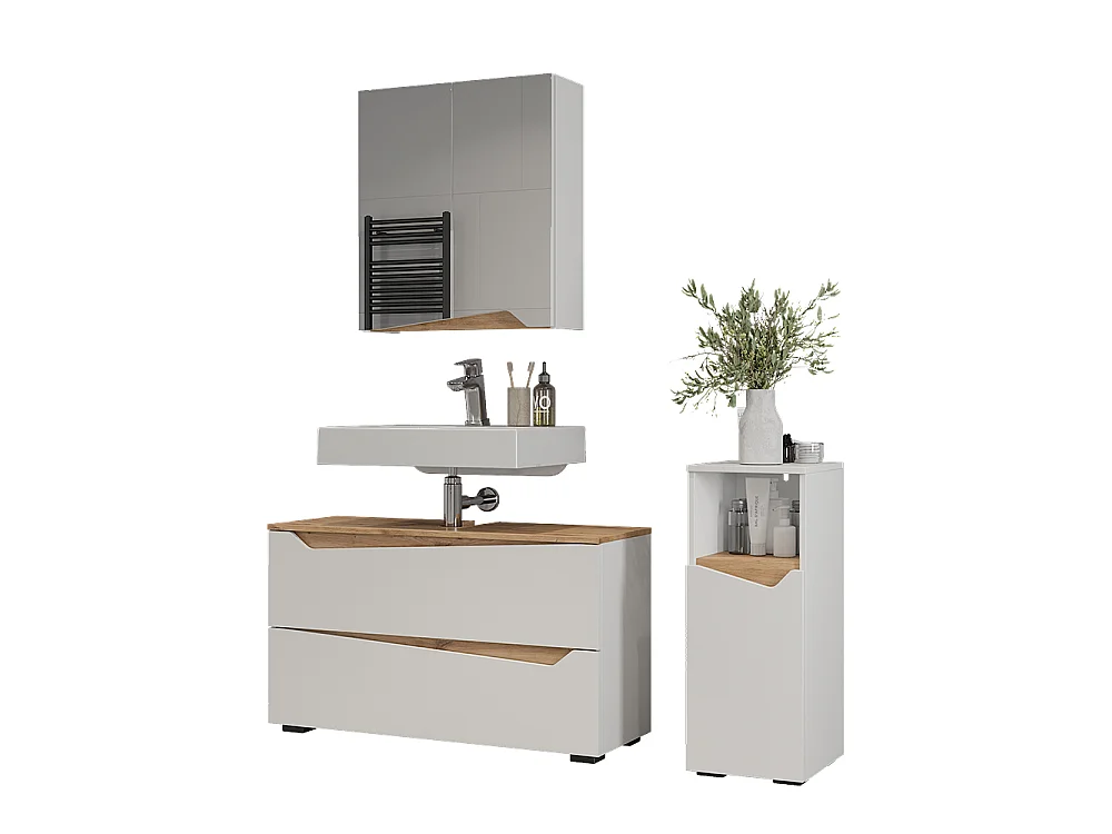 Zestaw mebli łazienkowych biały/dąb artisan 100x35x57.5 marelle