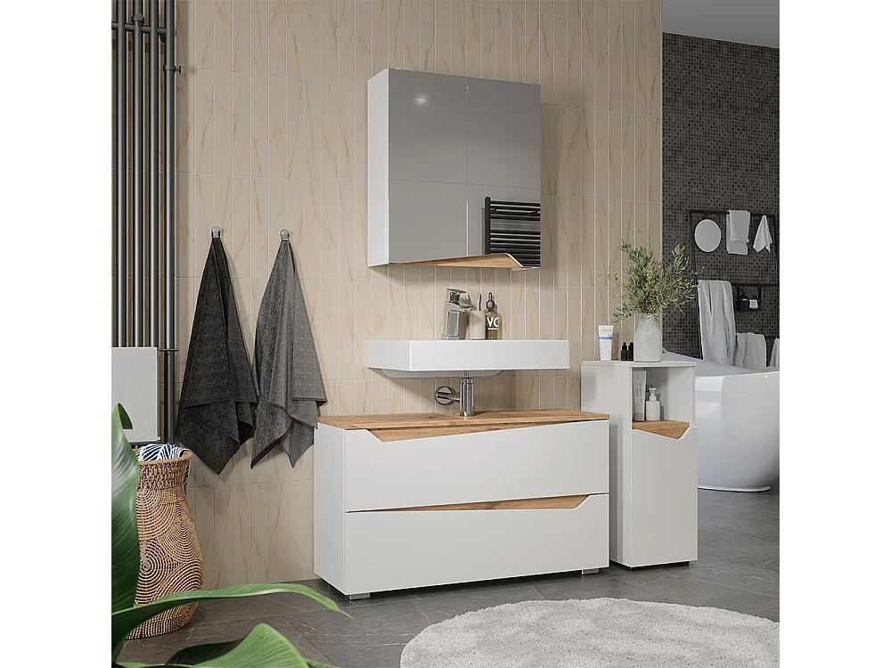 Zestaw mebli łazienkowych biały/dąb artisan 100x35x57.5 marelle