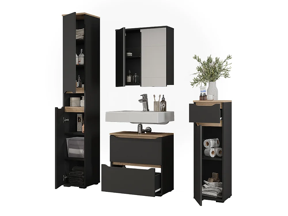 Badmöbel-Set anthrazit/artisan-eiche 60.2x20x62 ruben