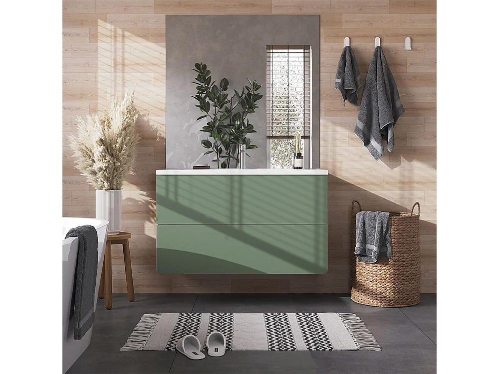 Badkamermeubelset groen/goudkleurig eiken 100x44.6x57.8 izan