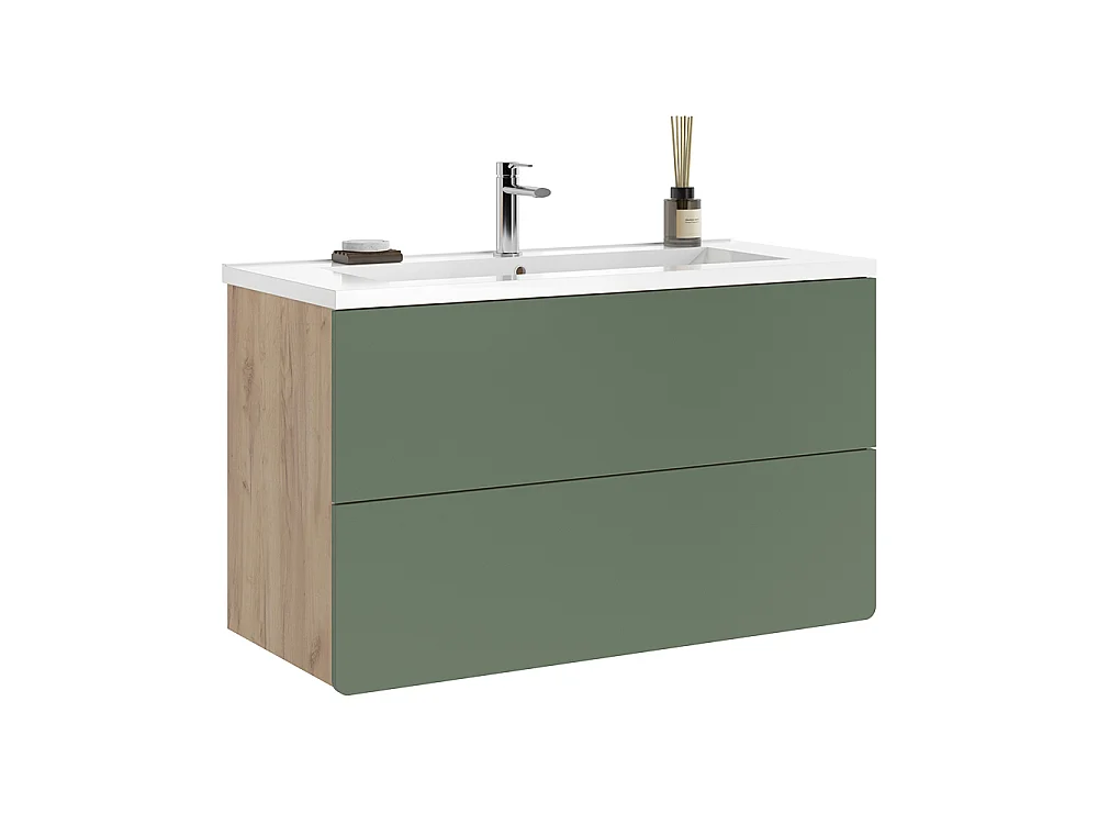 Badkamermeubelset groen/goudkleurig eiken 100x44.6x57.8 izan