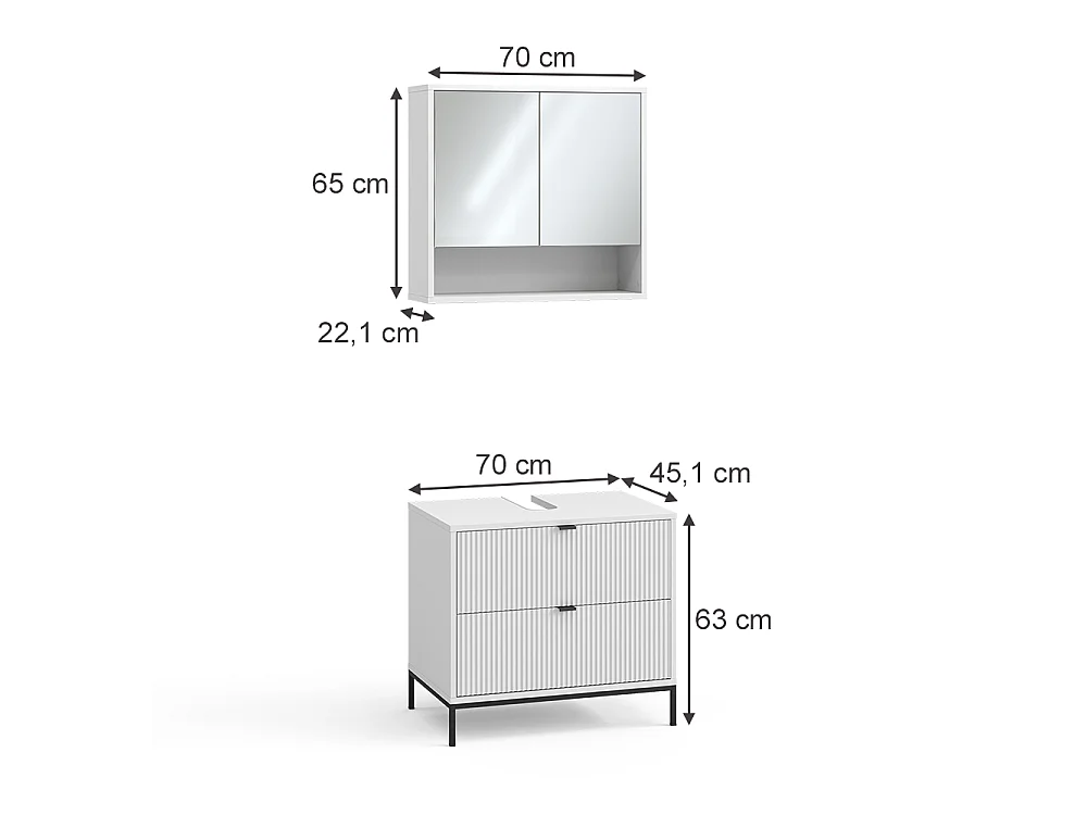 Zestaw mebli łazienkowych biały 70x45.1x63 eliza