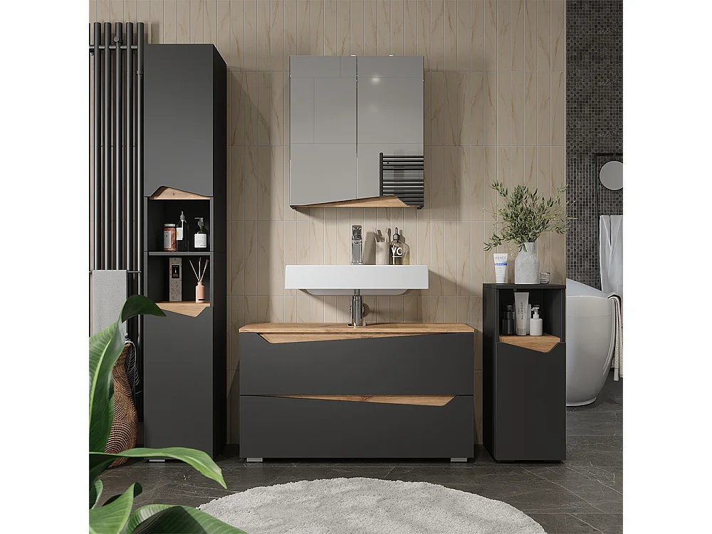Badmöbel-Set anthrazit/artisan-eiche 100x35x57.5 marelle