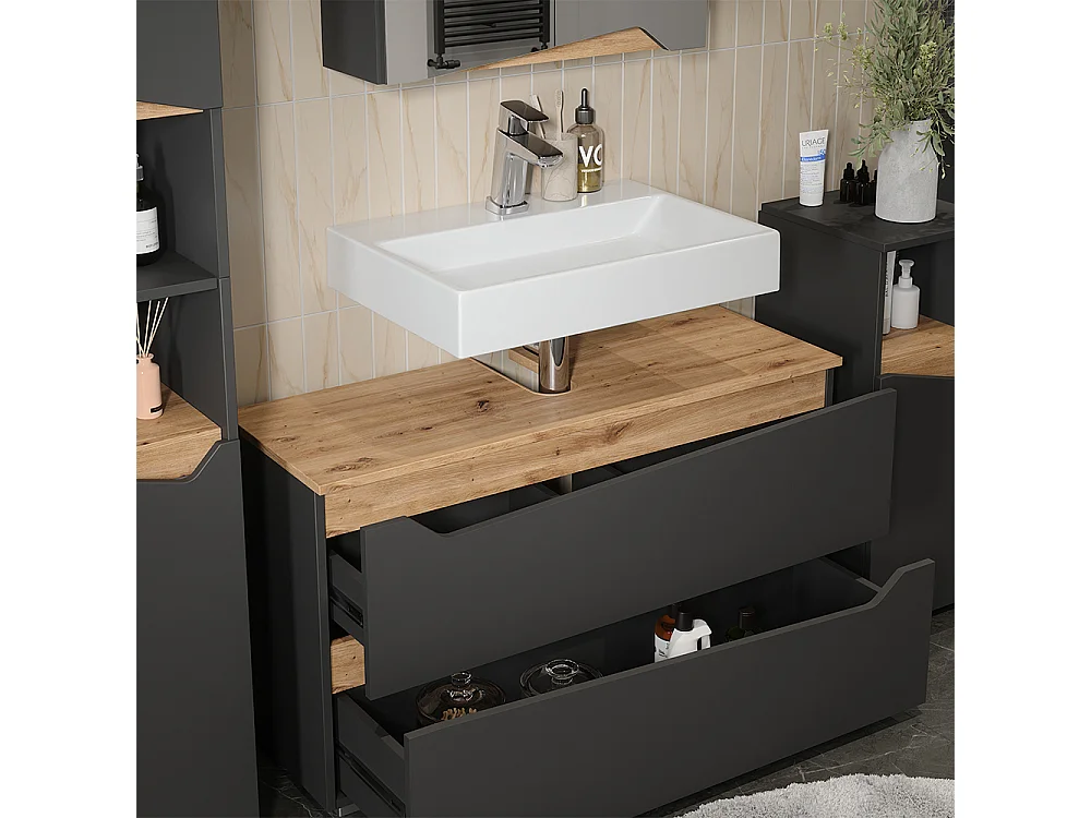 Badmöbel-Set anthrazit/artisan-eiche 100x35x57.5 marelle
