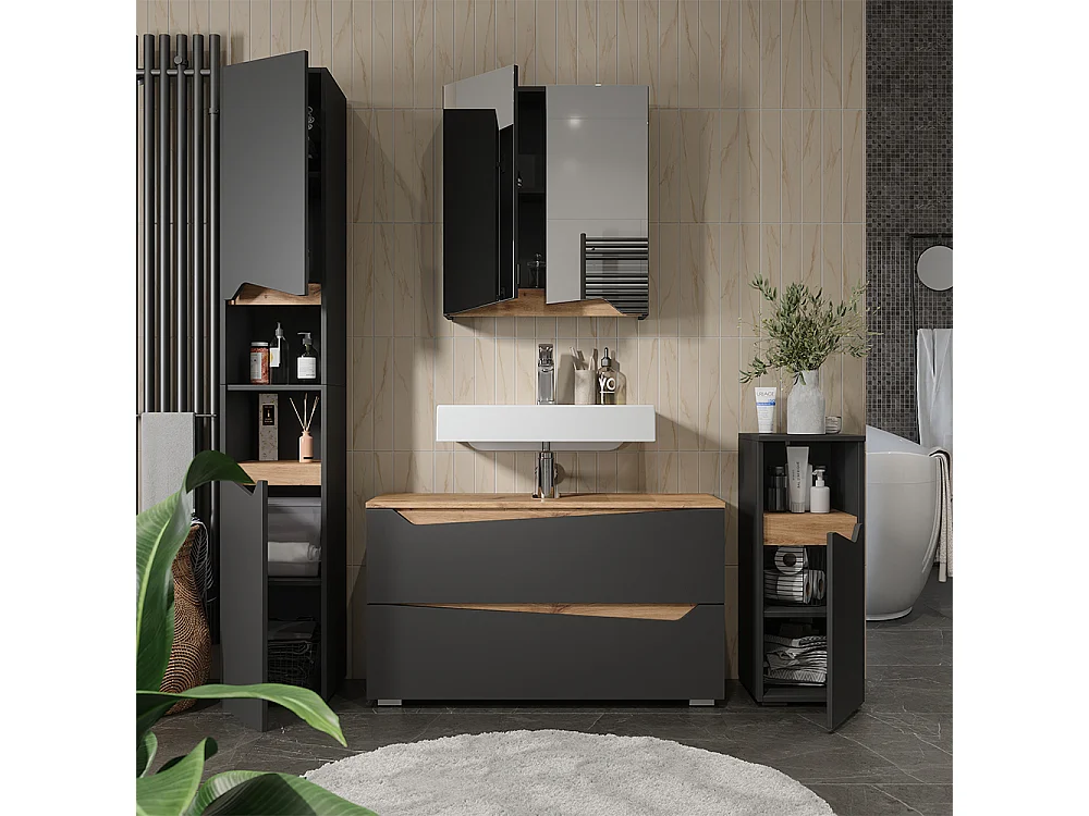 Badmöbel-Set anthrazit/artisan-eiche 100x35x57.5 marelle