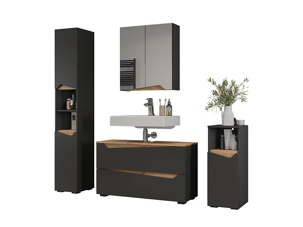 Badmöbel-Set anthrazit/artisan-eiche 100x35x57.5 marelle