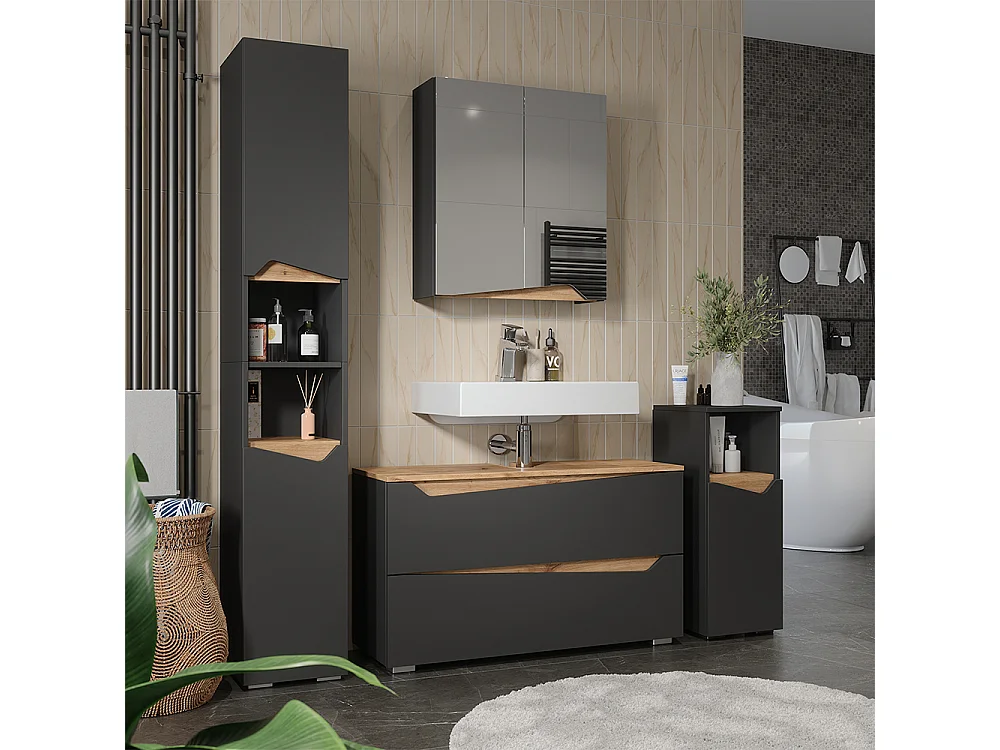 Badmöbel-Set anthrazit/artisan-eiche 100x35x57.5 marelle
