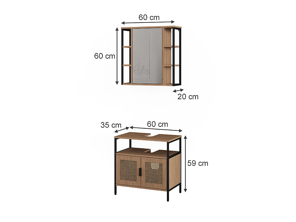 Badmöbel-Set eiche 60x35x59 linara