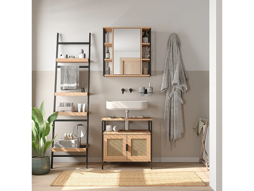 Badmöbel-Set eiche 60x35x59 linara