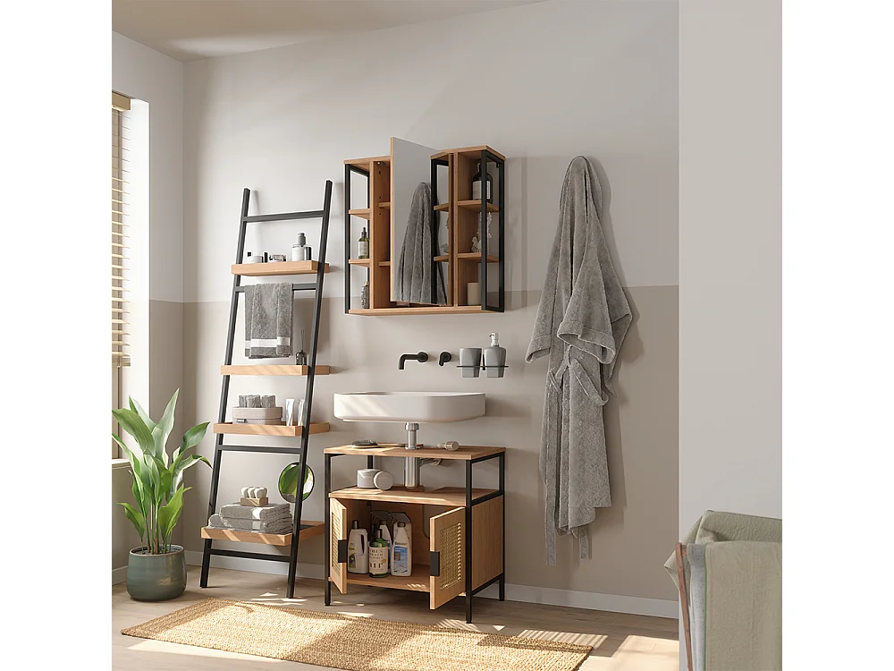 Badmöbel-Set eiche 60x35x59 linara
