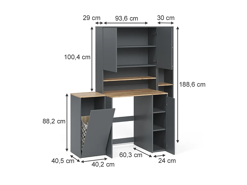 Badmöbel-Set anthrazit/goldkraft eiche 30x27.3x188.6 viktor