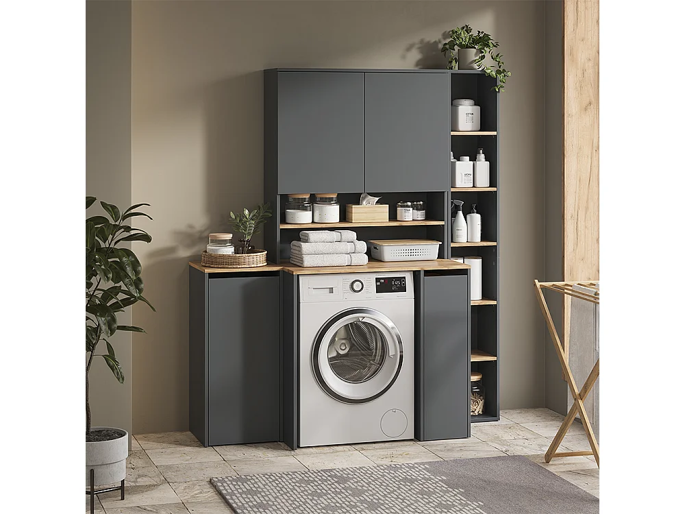 Badmöbel-Set anthrazit/goldkraft eiche 30x27.3x188.6 viktor