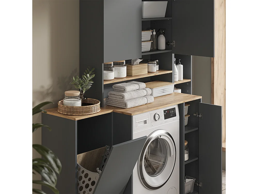 Badmöbel-Set anthrazit/goldkraft eiche 30x27.3x188.6 viktor