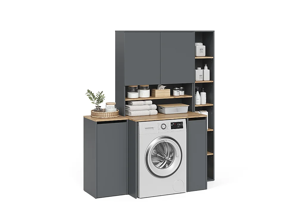Badmöbel-Set anthrazit/goldkraft eiche 30x27.3x188.6 viktor