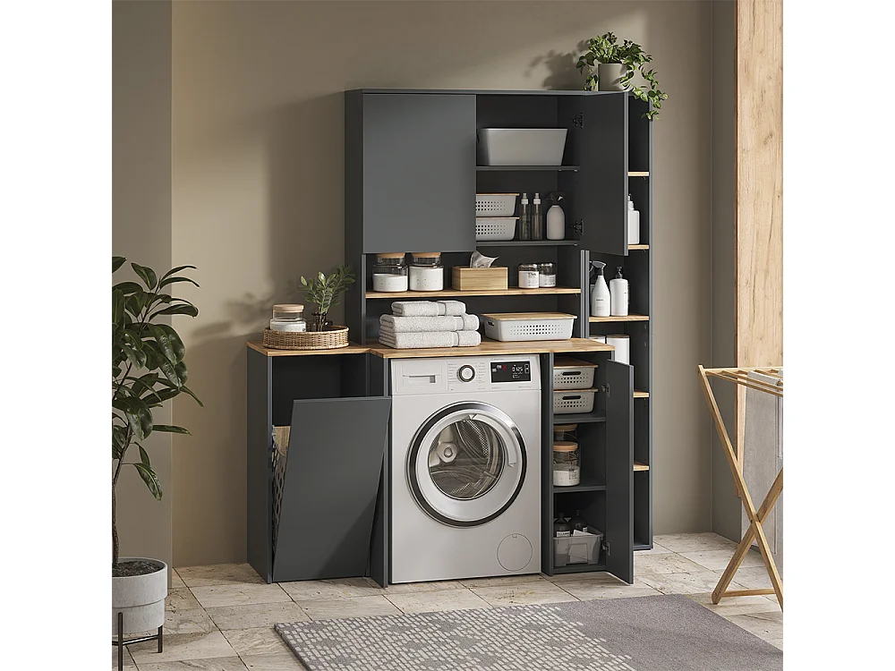 Badmöbel-Set anthrazit/goldkraft eiche 30x27.3x188.6 viktor