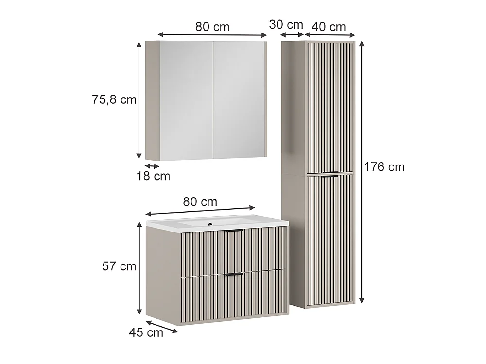Zestaw mebli łazienkowych kaszmir 80x45x57 ruford