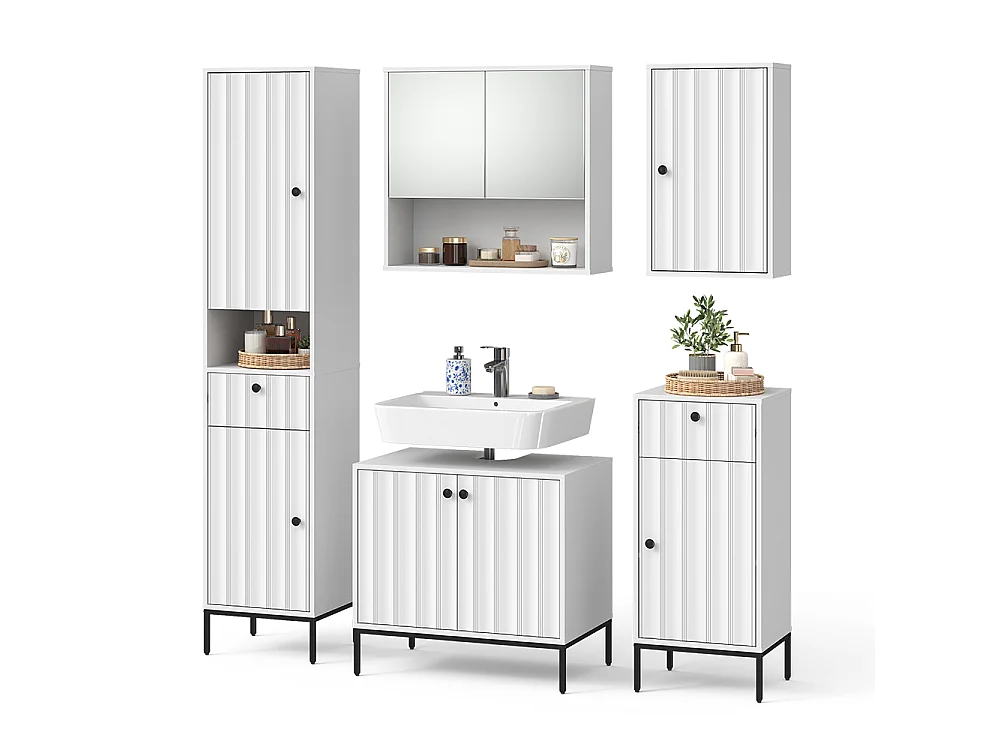 Zestaw mebli łazienkowych białe pofałdowanie 70x45x63 eliza