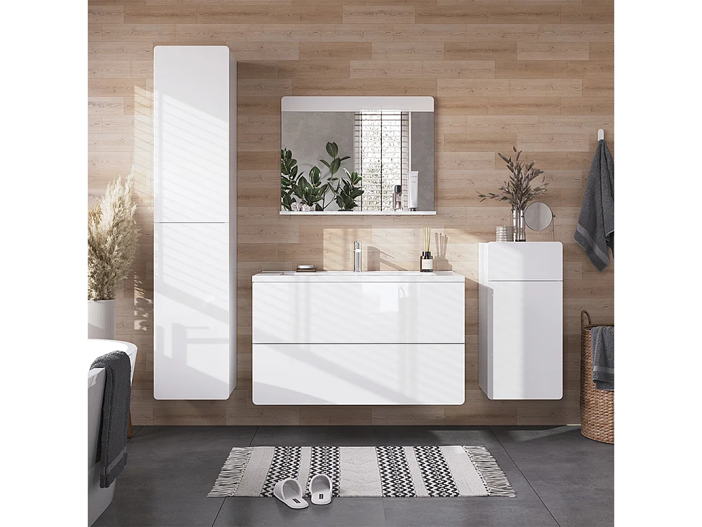 Zestaw mebli łazienkowych biały wysoki połysk/biały 100x44.6x57.8 izan