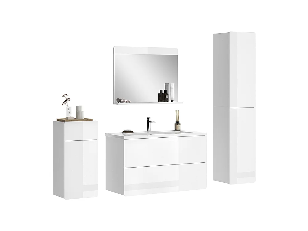 Zestaw mebli łazienkowych biały wysoki połysk/biały 100x44.6x57.8 izan