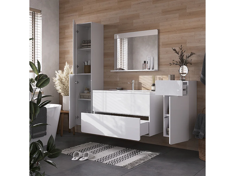 Zestaw mebli łazienkowych biały wysoki połysk/biały 100x44.6x57.8 izan