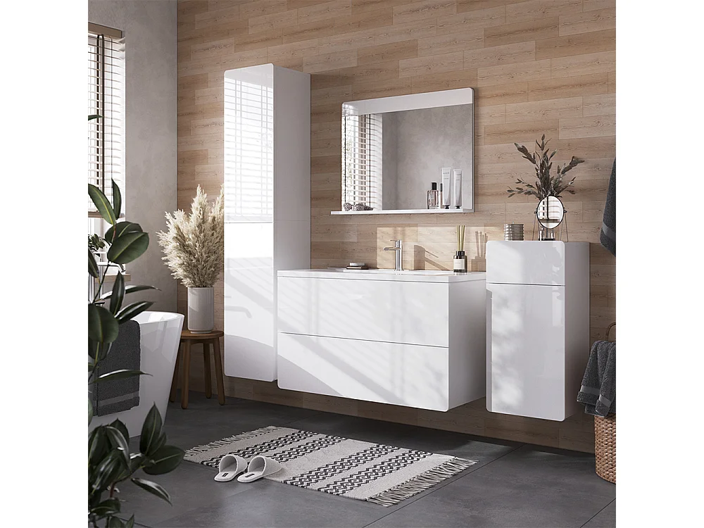 Zestaw mebli łazienkowych biały wysoki połysk/biały 100x44.6x57.8 izan