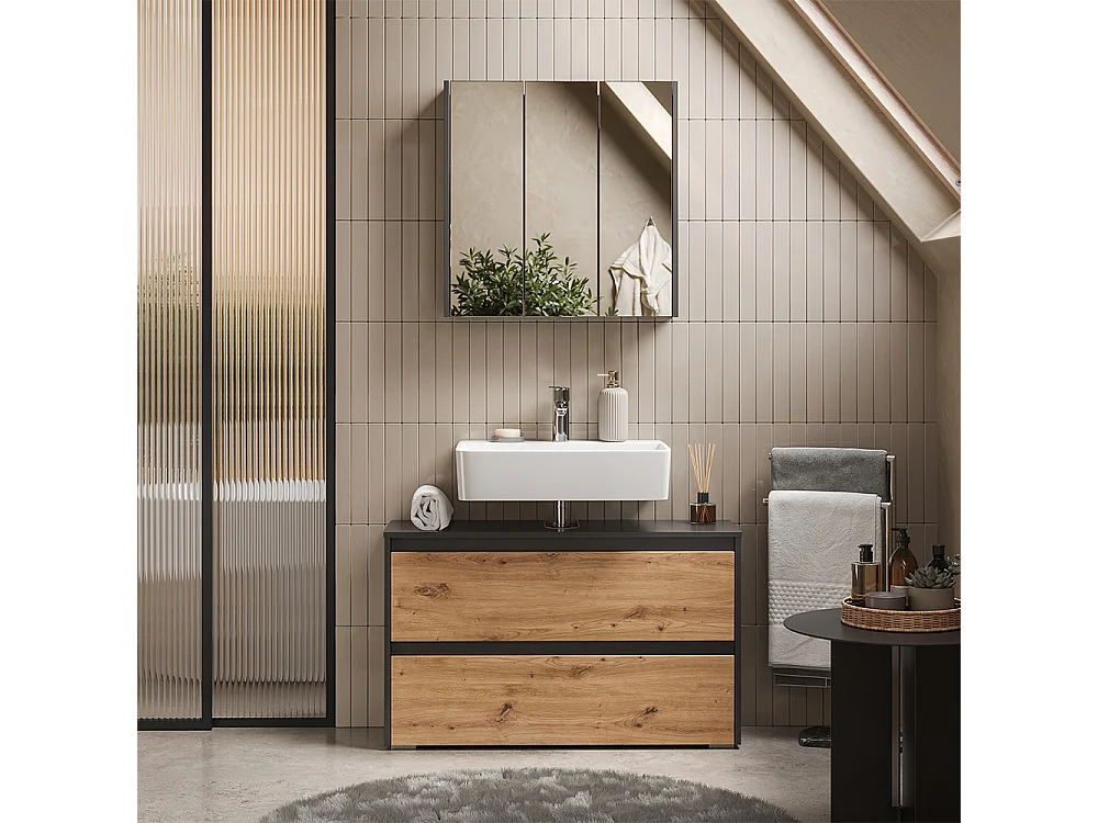 Badmöbel-Set anthrazit/artisan-eiche 100x30.1x62 majest