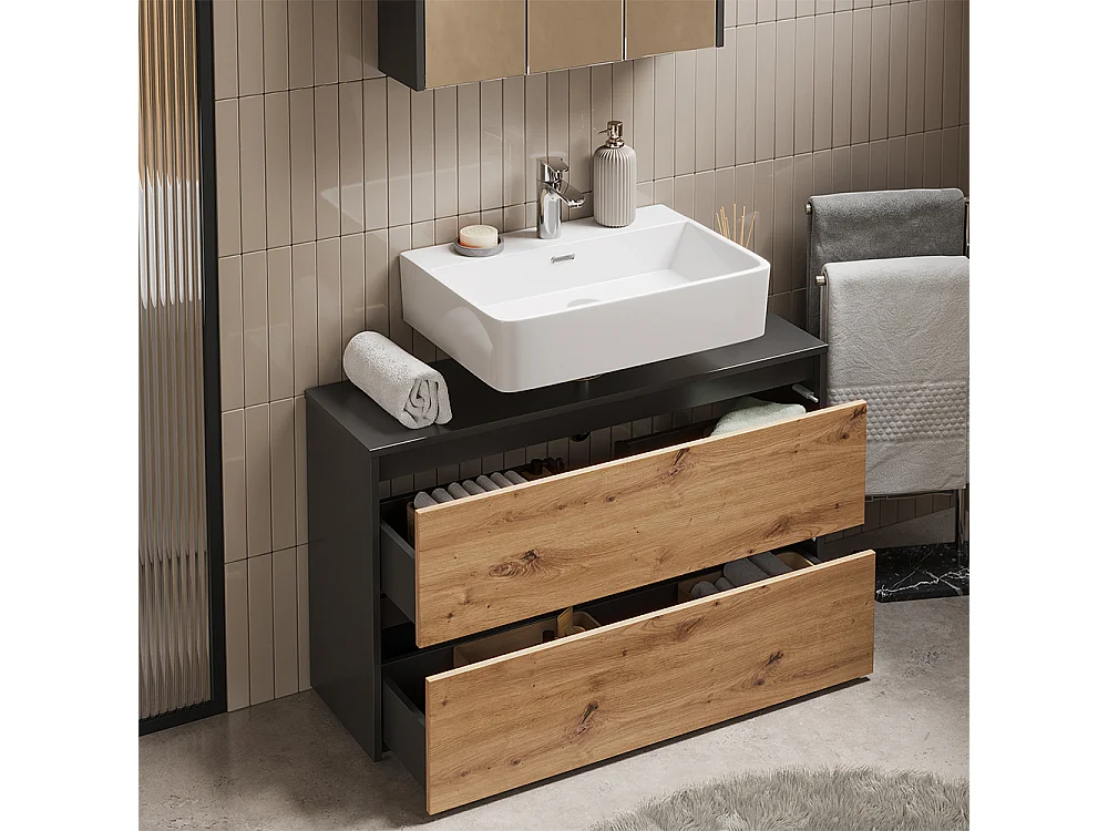 Badmöbel-Set anthrazit/artisan-eiche 100x30.1x62 majest