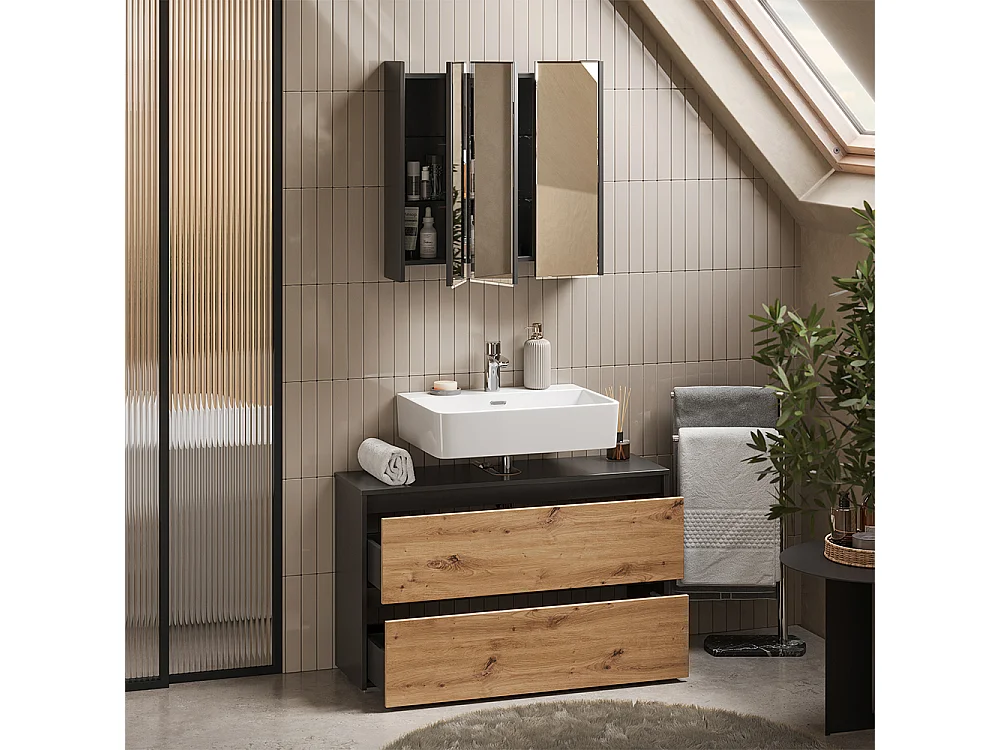 Badmöbel-Set anthrazit/artisan-eiche 100x30.1x62 majest
