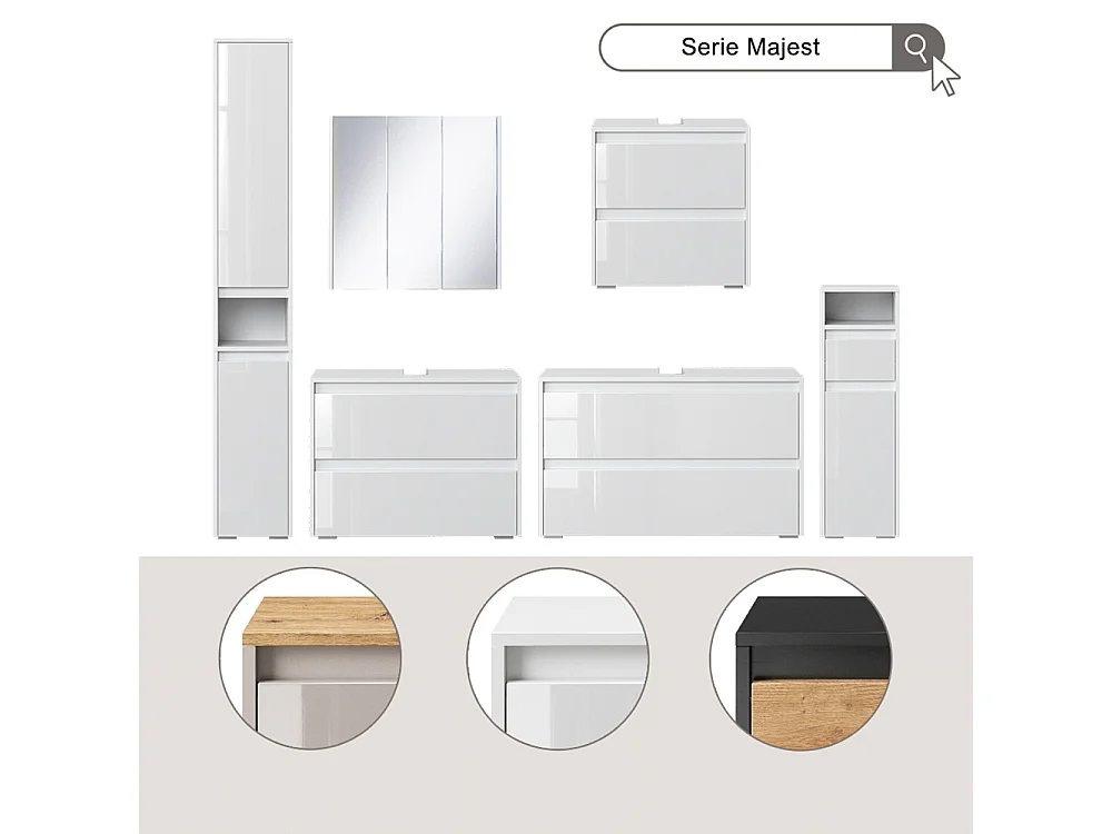 Badmöbel-Set anthrazit/artisan-eiche 100x30.1x62 majest