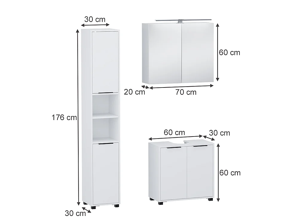 Badmöbel-Set weiß 60x30x60 alina