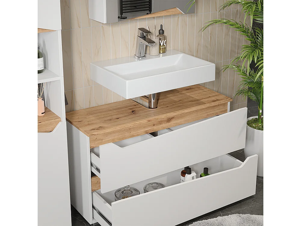 Zestaw mebli łazienkowych biały/dąb artisan 100x35x57.5 marelle