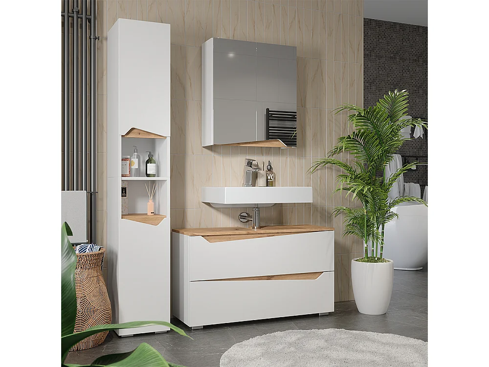 Zestaw mebli łazienkowych biały/dąb artisan 100x35x57.5 marelle