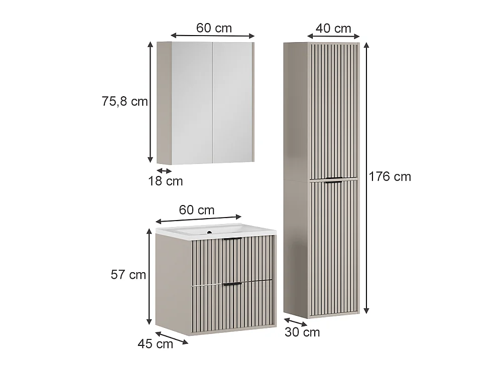 Zestaw mebli łazienkowych kaszmir 60x45x57 ruford