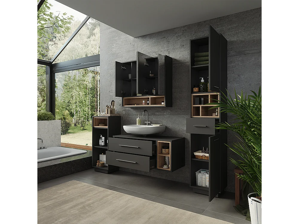 Badmöbel-Set anthrazit/sonoma 100x40x40 beatrice