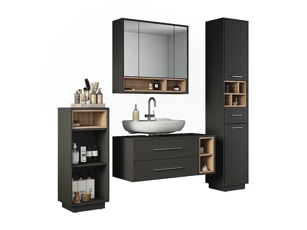 Badmöbel-Set anthrazit/sonoma 100x40x40 beatrice
