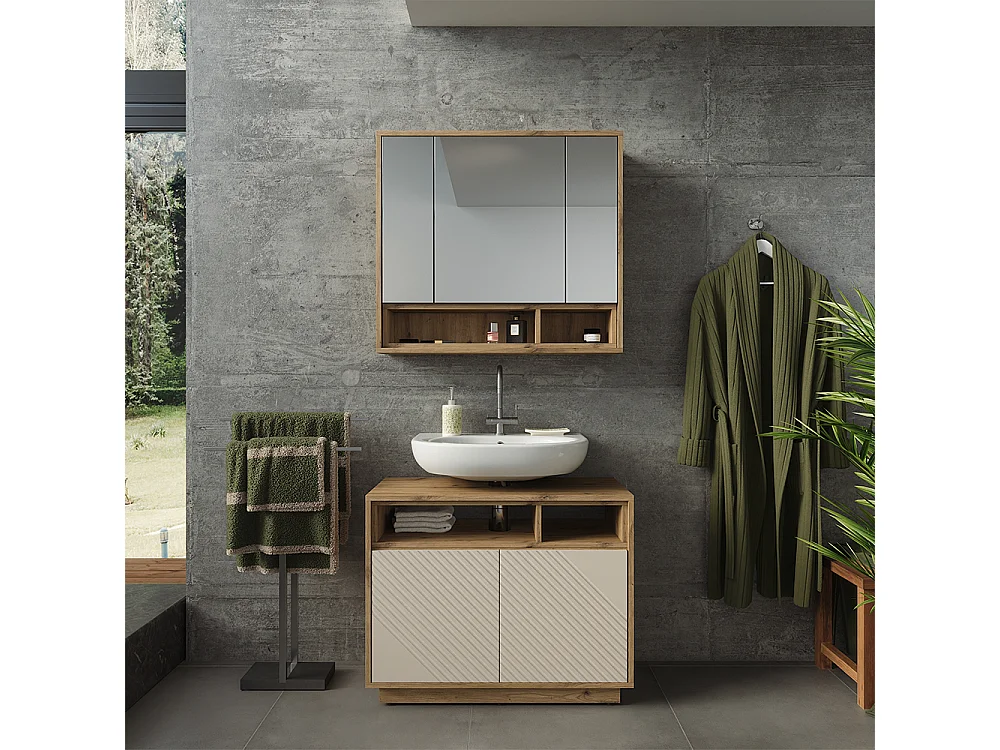 Badrumsmöbelset kaschmir/hantverks ek 80x40x64 beatrice